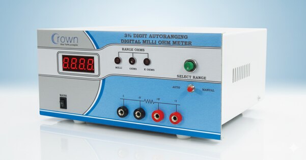 We are the Leading Digital Milli Ohm Meter Manufacturers, Suppliers in Delhi | IndiaWe are renowned in the market as a leading manufacturer and exporter of a superior quality of Digital Milli Ohm Meter. This digital meter is designed at our well equipped production unit by our technical experts as per current industrial standards. Offered digital meter is widely used in the electrical industry for measuring electrical resistance and insulation. The offered Digital Milli Ohm Meter can be easily availed by our customers at an economical price.Features :-High performanceExcellent stabilityDurably constructed CROWN made DIGITAL MILLI OHM METER is useful for accurate measurement of low resistance of copper wire conductors , cables , coil , heater element , contact resistance of switch relays etc. Four terminal measurement system ensures error free reading without effect of test lead resistance.