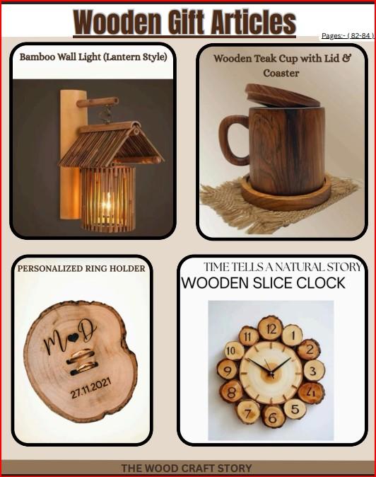 Home Décor GiftsWooden photo framesHandcrafted wall clocksCarved wall hangingsWooden candle stands or tealight holdersPersonalized GiftsEngraved wooden nameplatesCustomized keychainsWooden plaques with photo or messageWooden calendar or pen stand with engravingCorporate GiftsWooden desk organizersTrophy or award plaquesPen stands with company logoWooden coasters and paperweightsLifestyle & Utility ItemsWooden jewelry boxesWatch boxes or spectacle casesWooden mobile standsServing trays and chopping boardsEco-Friendly SouvenirsMini wooden plants or plantersWooden fridge magnetsBamboo & wood combo gift sets🌿 Materials UsedTeak wood – durable and premium finishSheesham (Rosewood) – rich color and strengthMango wood – eco-friendly and affordableBamboo – sustainable and lightweight💡 Occasions for Wooden GiftsCorporate eventsBirthdays & anniversariesWedding favorsHousewarming giftsFestive gifting (Diwali, Christmas, etc.)