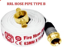 The FIREBELL RRL Hose Pipe Type B is a premium, ISI-marked fire hose designed for maximum durability and high-pressure fire fighting. Made from blended synthetic fabric and rubber-lined for superior flexibility and strength, it ensures reliable water delivery in emergencies. Suited for industrial, commercial, and municipal fire protection systems.
