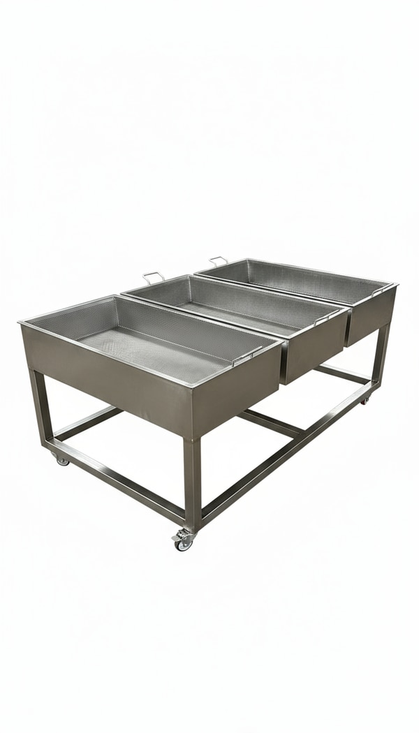 It is a bog sized containers with perforated baskets on top to drain the water smoothly 