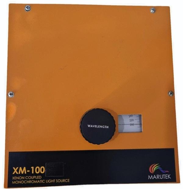Xenon Light Source coupled Monochromatici) Light source: Xenon Lamp100 / 240 v, 50- 60 Hz.ii) Bulb: OZONE Free lampBulb life :1500hrsColor temperature: 6000K (Daylight)High arc stabilityHigh color rendering index; Ra>95Hot restart capabilityPower :100WBeam diameter: 50mm (Variable)Monochromator Specifications:i) Wavelength range: 240-800nmii) Wavelength resolution: 1 to 15nm depends on slitiii) Provision for selection of wavelengthsiv) Provision for changeable gratings to increase rangev) Inbuilt filters to cut off higher harmonics.
