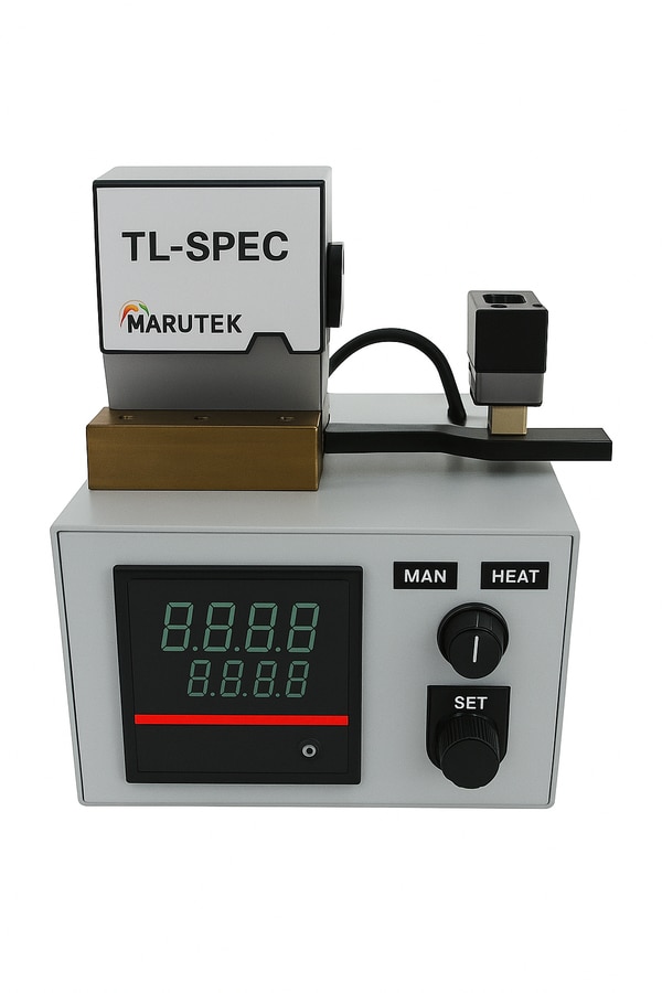A high-resolution thermoluminescence dosimetry (TLD) spectroscopy reader has been developed in order to perform detailed quantitative studies of the kinetics of TLD materials. The key features of this system are high wavelength resolution , low cost, and compact size. In addition, the spectrometer is fiber optic coupled to the sample material isolating the systemfrom thermal influences and electrical noise generated by the heating system. Temperature rate control can be computer set with a heat rate accuracy of better than 0.12% and a temperature readout accuracy of 1°C or better. Analysis of all three parameters: temperature, wavelength, and intensity, is easily visualized with integrated 2D/3D analysis software.