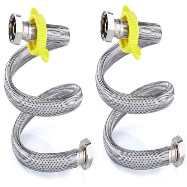 a 2-foot hot water connection pipe, you can find a variety of flexible hoses, most commonly made of braided stainless steel or PVC These are suitable for connecting appliances like geysers, wash basins, and kitchen sinksMany are sold in sets of two for both hot and cold water hookups.