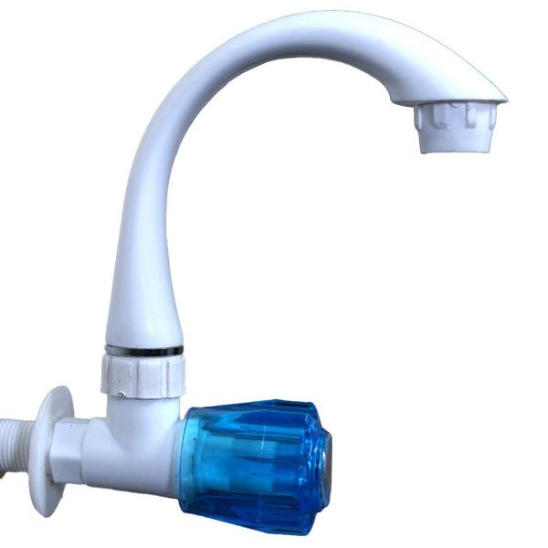 A PVC Crystal Sink Cock is a type of water faucet, primarily used in kitchens and bathrooms, that is made from durable Polyvinyl Chloride (PVC) or a similar high-grade plastic like PTMT (Polymerized Thermoplastic Material Technology) or PP (polypropylene), and features a distinct “crystal” style handle or knob. The term “crystal” typically refers to the appearance of the control knob/handle, which is often made from a transparent or semi-transparent colored plastic (e.g., clear, red, or blue) designed to mimic the look of cut crystal, adding an aesthetic touch to the fixture.