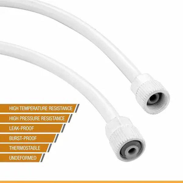 PVC flexible connection pipes 36 inches are commonly used for plumbing fixtures like sinks, basins, geysers, and toilet flush tanks. These hoses are designed to connect the water supply to the fixture and can handle both hot and cold water. Many 36-inch options are available, including heavy-duty and braided types.