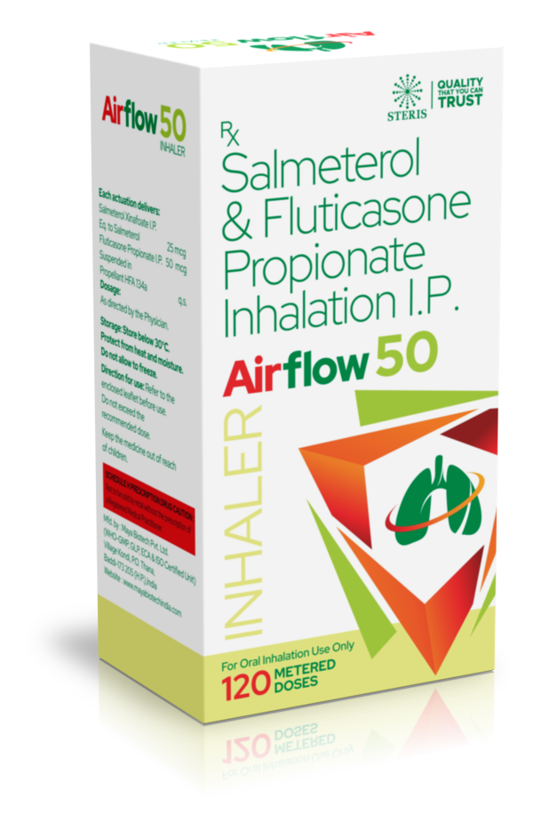 Salmeterol and Fluticasone Propionate Inhalation IP is a combination medication widely used for the management and long-term treatment of asthma and chronic obstructive pulmonary disease (COPD). This dual-acting inhalation therapy combines two powerful active ingredients — Salmeterol, a long-acting bronchodilator, and Fluticasone Propionate, a corticosteroid. Together, they work synergistically to ease breathing difficulties, control inflammation, and prevent respiratory flare-ups.

In India, respiratory diseases such as asthma and COPD affect millions of people, especially due to pollution, smoking, and changing environmental conditions. For these individuals, Salmeterol and Fluticasone Propionate Inhalation IP serves as a cornerstone therapy that offers reliable control of symptoms and improves overall lung function.

Composition and Mechanism of Action

This inhalation medication contains:

Salmeterol (50 mcg) – a long-acting β₂-adrenergic receptor agonist (LABA) that relaxes airway muscles, allowing air to flow more freely into the lungs.

Fluticasone Propionate (250 mcg or 500 mcg) – a potent corticosteroid that helps reduce inflammation, swelling, and mucus production in the airways.

When inhaled, Salmeterol provides prolonged bronchodilation, maintaining open airways for up to 12 hours, while Fluticasone acts directly on lung tissues to minimize inflammatory responses. This dual mechanism ensures both immediate relief and long-term control of respiratory symptoms.

Uses of Salmeterol and Fluticasone Propionate Inhalation IP
1. Asthma

This combination is one of the most prescribed maintenance therapies for asthma management. It helps reduce the frequency and severity of asthma attacks, improves breathing capacity, and enables patients to lead a more active lifestyle.

2. Chronic Obstructive Pulmonary Disease (COPD)

It is also indicated for COPD, including chronic bronchitis and emphysema. In these conditions, it helps relieve breathlessness, persistent cough, and wheezing, thereby improving lung efficiency and quality of life.

3. Prevention of Asthma Exacerbations

Regular use of this inhalation helps prevent sudden asthma flare-ups triggered by allergens, cold weather, or exercise.

4. Improvement of Lung Function

By consistently controlling inflammation and relaxing airway muscles, the medication enhances FEV₁ (Forced Expiratory Volume), a measure of how efficiently a patient can exhale.

Key Benefits of Salmeterol and Fluticasone Propionate Inhalation IP
1. Dual Therapeutic Action

The combination of a bronchodilator (Salmeterol) and an anti-inflammatory (Fluticasone) provides comprehensive control over both the causes and symptoms of respiratory conditions.

2. Long-Lasting Relief

With its long-acting formulation, patients experience up to 12 hours of relief, reducing the need for frequent dosing and ensuring steady symptom control throughout the day or night.

3. Prevention of Asthma and COPD Attacks

Regular use helps minimize acute exacerbations, reducing hospital visits, emergency interventions, and dependency on quick-relief inhalers.

4. Improved Breathing Comfort

By opening up constricted airways and controlling inflammation, it allows for easier breathing, better oxygen exchange, and improved stamina in daily activities.

5. Enhanced Quality of Life

Patients on regular inhalation therapy report fewer night-time symptoms, improved sleep, and better physical endurance, allowing them to enjoy an active, productive life.

6. Targeted Lung Delivery

As an inhalation-based therapy, it directly delivers medication to the lungs where it’s most needed, minimizing systemic exposure and potential side effects.

How to Use

Shake the inhaler well before use to ensure even distribution of medicine.

Exhale fully and then inhale deeply through the mouthpiece while pressing down the canister to release one dose.

Hold your breath for a few seconds to allow the medicine to reach deep into the lungs.

Rinse your mouth after use to reduce the risk of fungal infections like oral thrush.

Patients are advised to use the inhaler regularly at the same time each day for best results. It is not meant for sudden asthma attacks — a separate rescue inhaler should be kept for emergency relief.

Possible Side Effects

Like any medication, Salmeterol and Fluticasone Propionate Inhalation IP may cause mild to moderate side effects, though not everyone experiences them. Common side effects include:

1. Oral and Throat Irritation

Dryness, irritation, or hoarseness of the throat may occur. Rinsing the mouth after use helps minimize this.

2. Oral Thrush (Candidiasis)

Prolonged corticosteroid use can increase the risk of fungal infections in the mouth. Maintaining oral hygiene is essential.

3. Headache or Dizziness

Some users may experience mild headaches or lightheadedness, which typically subside over time.

4. Muscle or Joint Pain

Occasional mild muscle cramps or joint discomfort may occur, especially in long-term use.

5. Palpitations or Tremors

In rare cases, Salmeterol may cause a slight increase in heart rate or mild tremors, particularly when the dose is higher than recommended.

6. Cough or Respiratory Discomfort

Mild coughing or a temporary feeling of breath tightness may occur immediately after inhalation but usually passes quickly.

If any side effects persist or worsen, it is advisable to consult a healthcare professional immediately.

Precautions and Warnings

Not for sudden asthma attacks — this inhaler should be used only for maintenance therapy.

Pregnant or breastfeeding women should use it only after medical advice.

Do not exceed the prescribed dose as overuse may increase the risk of cardiovascular side effects.

Patients with heart disease, hypertension, or diabetes should inform their doctor before starting treatment.

Always store the inhaler in a cool, dry place, away from direct sunlight and moisture.

Conclusion

Salmeterol and Fluticasone Propionate Inhalation IP is a clinically proven, reliable treatment option for individuals suffering from chronic respiratory conditions like asthma and COPD. By combining the bronchodilatory power of Salmeterol with the anti-inflammatory efficacy of Fluticasone Propionate, it delivers long-term symptom control, improves lung function, and enhances quality of life.

When used consistently and correctly under medical supervision, this inhalation therapy not only helps manage respiratory symptoms but also reduces the frequency of exacerbations and hospitalizations. For patients seeking dependable relief and sustained respiratory health, Salmeterol and Fluticasone Propionate Inhalation IP remains one of the most trusted and effective therapies available today.