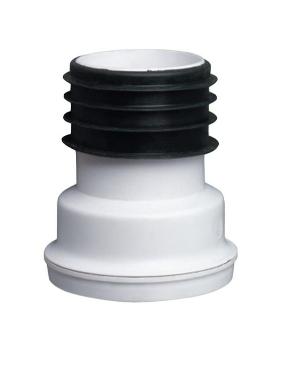 A WC 4-inch straight connector is a plumbing component that connects the waste outlet of a toilet pan to the soil pipe.Made of plastic with a white finish, this connector has a 4-inch (100mm) diameter and a 5-inch (125mm) length. It is designed to create a leak-proof connection.