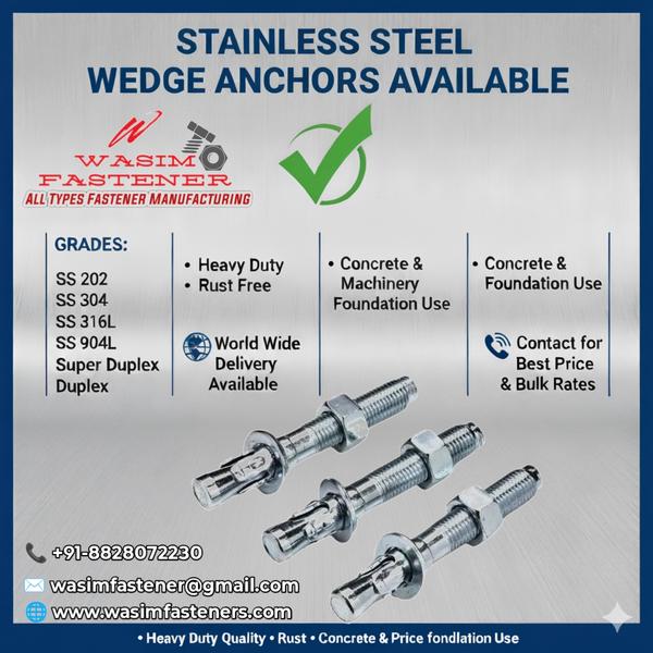 SS 316 Wedge AnchorSS 304 Wedge AnchorSS 202 Wedge AnchorSS Wedge AnchorSS 904L Wedge AnchorSS 316L Wedge AnchorStainless Steel Wedge AnchorHeavy Duty Stainless Steel Wedge AnchorStainless Steel Concrete Wedge AnchorAISI 316 Wedge AnchorAISI 304 Wedge AnchorAISI 202 Wedge AnchorAISI 904L Anti Corrosion Wedge AnchorAISI 316L Low Carbon Wedge AnchorMarine Grade Wedge AnchorOffshore Grade Wedge AnchorChemical Plant Grade Wedge AnchorIndustrial Construction Wedge AnchorStainless Steel Fixing Wedge AnchorWedge Anchor With Nut & WasherThreaded Expansion Wedge Anchor