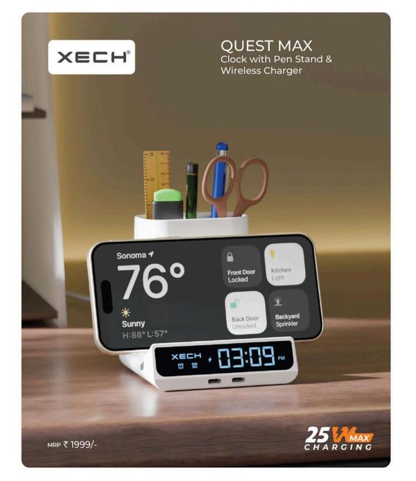 Wireless charger cum Alarm and watch and pen stand in one product. Quality performance. Any quantity you can order. 