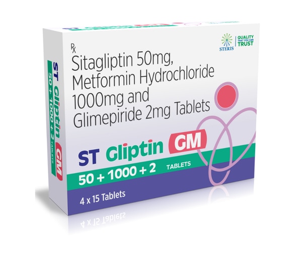 Sitagliptin 50 mg, Metformin Hydrochloride 1000 mg & Glimepirde 2 mg