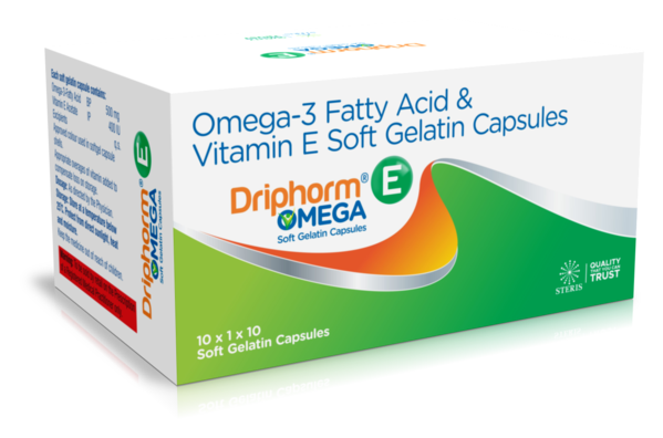 DRIPHORM E OMEGA is a premium formulation that combines the scientifically proven benefits of Omega-3 Fatty Acids with the antioxidant power of Vitamin E. These softgel capsules are designed to enhance overall wellness by delivering essential nutrients that play a crucial role in heart health, cognitive function, eye protection, and immune support. Omega-3s, especially EPA (eicosapentaenoic acid) and DHA (docosahexaenoic acid), are vital fatty acids the body cannot produce on its own. Vitamin E adds an extra layer of cellular protection by fighting oxidative stress and supporting skin health.
Ideal for adults seeking improved cardiovascular function, better mental clarity, or enhanced physical well-being, DRIPHORM E OMEGA provides a balanced and effective daily supplementation.
Uses
DRIPHORM E OMEGA Softgel Capsules are used for:
Maintaining healthy heart function and cholesterol levels
Enhancing brain health, memory, and focus
Supporting eye health and protecting vision
Reducing inflammation and improving joint mobility
Strengthening immunity and overall resilience
Supporting skin nourishment and delaying signs of aging
Managing nutritional deficiencies related to inadequate Omega-3 intake
These uses make the capsules suitable for people with busy lifestyles, older adults, and individuals seeking comprehensive nutritional support.
Benefits
1. Promotes Heart Health
Omega-3 fatty acids help maintain normal triglyceride levels and support healthy blood circulation. Their anti-inflammatory properties contribute to improved cardiovascular performance and long-term heart protection.
2. Enhances Brain and Cognitive Function
DHA is essential for optimal brain structure and performance. Regular intake supports mental clarity, sharper focus, and improved memory function—beneficial for students, working professionals, and aging individuals.
3. Strengthens Eye Health
Omega-3s help protect the retina and support overall visual acuity. Consistent use may reduce eye strain and dryness, especially for individuals with prolonged screen exposure.
4. Boosts Skin, Hair & Nail Health
Vitamin E offers powerful antioxidant support that helps slow down skin aging, improve skin elasticity, and protect against environmental damage. Combined with Omega-3s, it nourishes skin from within, reduces dryness, and promotes healthy hair growth.
5. Reduces Inflammation & Supports Joint Mobility
Omega-3 fatty acids are known for reducing inflammation, helping relieve joint stiffness and improving flexibility. This makes DRIPHORM E OMEGA ideal for athletes, fitness enthusiasts, and individuals with joint discomfort.
6. Antioxidant Protection & Immunity Boost
Vitamin E protects cells from oxidative damage and enhances immune response. With regular intake, the body becomes more resilient to stress and environmental toxins.
Dosage
Take DRIPHORM E OMEGA as advised by your physician or healthcare professional. A common recommendation is one softgel capsule once or twice daily, preferably with meals to improve absorption. Do not exceed the recommended dosage unless directed by a healthcare provider.
Side Effects
Although generally safe and well tolerated, some individuals may experience:
Mild digestive discomfort
Fishy burps or aftertaste
Nausea
Loose stools
Headache
These side effects are usually temporary. If symptoms persist or worsen, discontinue use and consult your doctor.
Precautions and Warning
Pregnant or breastfeeding women should seek medical advice before use.
People with fish allergies should avoid this product or consult a doctor.
Individuals with bleeding disorders, or those taking blood thinners, should use the product under medical supervision.
Keep out of reach of children.
Store in a cool, dry place away from moisture and direct sunlight.
Do not use if the seal is broken or the product has expired.
Consult your physician before use if you have underlying medical conditions or are taking long-term medications.
Conclusion
DRIPHORM E OMEGA Omega-3 Fatty Acid and Vitamin E Softgel Capsules offer a complete wellness solution by supporting heart health, boosting brain function, protecting eyesight, and enhancing immunity. With its powerful antioxidant and anti-inflammatory benefits, this supplement is ideal for anyone seeking improved vitality, balanced nutrition, and long-term health support. Make DRIPHORM E OMEGA a part of your daily routine to nourish your body, elevate your energy, and strengthen your overall well-being.