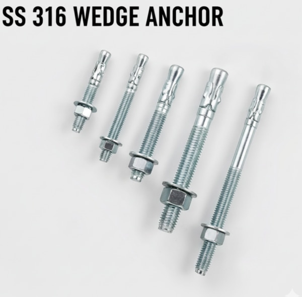SS 316 Wedge Anchor M6, M8, M10, M12, M14, M16, M18, M20,
SS 316 Heavy Duty Wedge Anchor M22, M24, M27, M30,
Stainless Steel 316 Wedge Anchor M33, M36, M39, M42,
Marine Grade SS 316 Wedge Anchor, Industrial SS 316 Anchor Bolt.

SS 316 Wedge Anchor M6
SS 316 Wedge Anchor M8
SS 316 Wedge Anchor M10
SS 316 Wedge Anchor M12
SS 316 Wedge Anchor M14
SS 316 Wedge Anchor M16
SS 316 Wedge Anchor M18
SS 316 Wedge Anchor M20
SS 316 Wedge Anchor M22
SS 316 Wedge Anchor M24
SS 316 Wedge Anchor M27
SS 316 Wedge Anchor M30
SS 316 Wedge Anchor M33
SS 316 Wedge Anchor M36
SS 316 Wedge Anchor M39
SS 316 Wedge Anchor M42