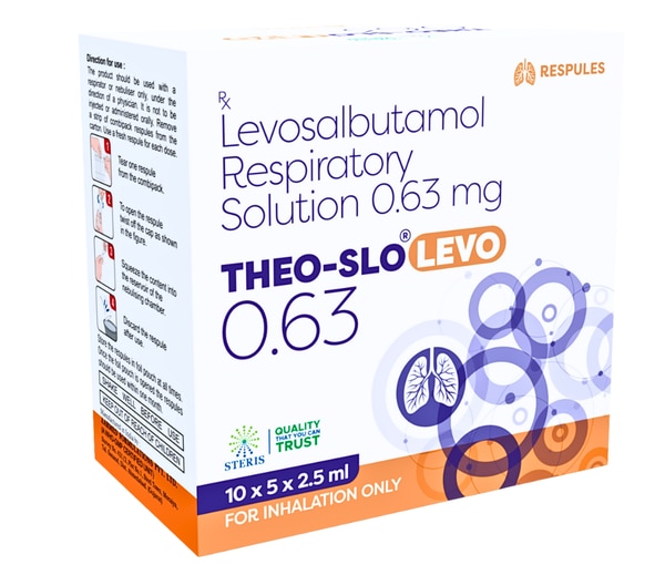 Levosalbutamol Respiratory Solution 0.63 mg is a fast-acting bronchodilator medication designed to relieve bronchospasm and improve breathing in conditions such as asthma, chronic obstructive pulmonary disease (COPD), bronchitis, and other respiratory difficulties. Its active ingredient, levosalbutamol, works by relaxing the muscles lining the airways in the lungs, helping to open up the bronchial tubes and making it easier for air to flow through. This leads to quick reduction of symptoms such as wheezing, coughing, chest tightness, and shortness of breath, providing immediate relief during an asthma attack or respiratory flare-up.

The primary use of Levosalbutamol Respiratory Solution is to manage reversible obstructive airway diseases. It is especially effective during acute episodes of bronchospasm where rapid opening of the airways is necessary. Patients with asthma benefit from this solution as it reduces the intensity and frequency of attacks while improving overall lung function. It is also widely prescribed for COPD patients to alleviate persistent respiratory symptoms and prevent worsening of their condition. Delivered via nebulization, the solution ensures direct medication delivery to the lungs, maximizing therapeutic effects for quick symptom relief.

Key benefits of Levosalbutamol Respiratory Solution 0.63 mg include:

Rapid bronchodilation resulting in immediate relief from airway constriction.

Improved airflow and oxygen delivery enhancing breathing and physical activity tolerance.

Reduction in common respiratory symptoms like wheezing, coughing, and chest tightness.

Effective management of both acute asthma attacks and chronic respiratory conditions.

Suitable for use under medical supervision in adults and children aged four years and older.

While Levosalbutamol is generally well-tolerated, some side effects may occur. Common mild side effects include tremors, nervousness, headache, dizziness, and palpitations. Gastrointestinal complaints like nausea or dry mouth can also be experienced occasionally. These effects are usually transient and resolve with continued use or dosage adjustment. More serious, though less frequent, side effects could include rapid or irregular heartbeats, chest pain, muscle cramps, or allergic reactions characterized by rash, swelling, or difficulty breathing. If any severe side effects arise, prompt medical attention is necessary.

In conclusion, Levosalbutamol Respiratory Solution 0.63 mg offers an effective and reliable treatment option for managing bronchospasm in asthma and COPD patients. Its mechanism of action ensures fast relief from breathing difficulties by relaxing airway muscles and enhancing airflow. When used as prescribed by healthcare professionals, it substantially improves the quality of life by controlling respiratory symptoms and preventing exacerbations. Patients should be mindful of potential side effects and follow dosage guidelines closely to maximize benefits while minimizing risks.
This respiratory solution by Steris Healthcare provides a safe, user-friendly option for individuals requiring quick bronchodilation and respiratory symptom management. It is part of a comprehensive asthma or COPD management plan that includes preventive therapies, lifestyle adjustments, and regular medical monitoring to optimize respiratory health.