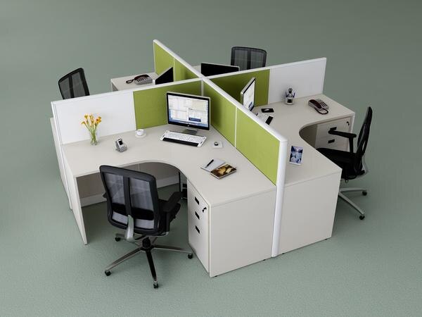 PANEL BASED CLUSTER OF FOUR SHARING WORKSTATIONS