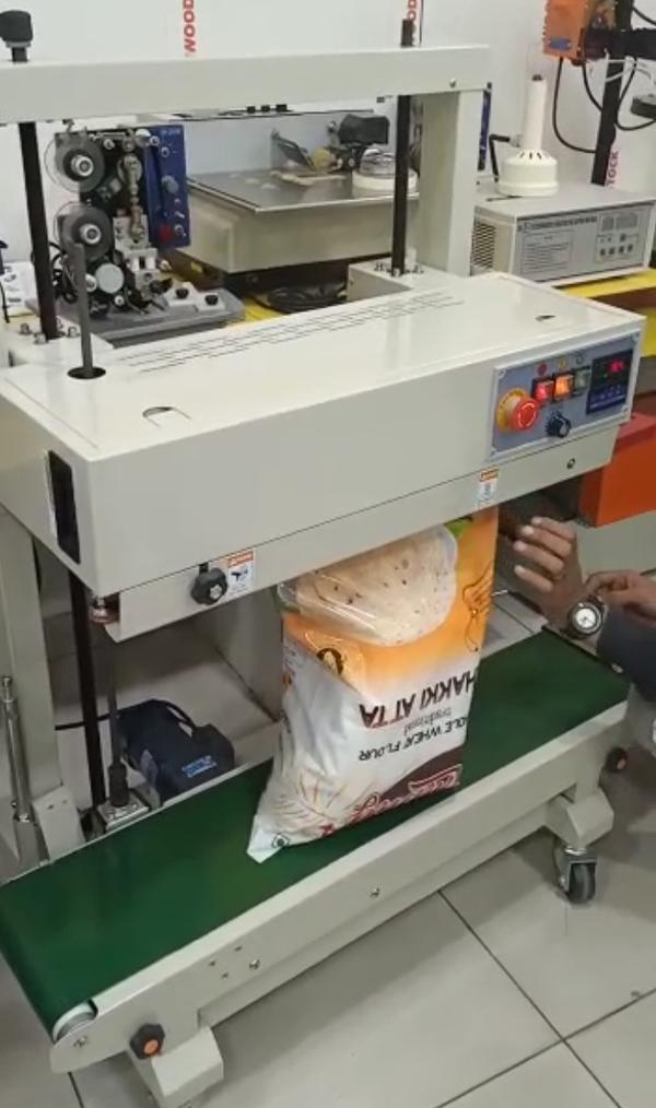 First Tech Packaging, Indore, We have an exclusive range of High-Quality at Best-Price Heavy-Duty Continuous Band Sealer in M.S. Body for 10 Kg Capacity Pouch Sealing.Highly recommended for 1 Kg  - 10 Kg Atta Pouch Packaging, Pulses, Sugar and Similar Products manual Pouch Packaging.