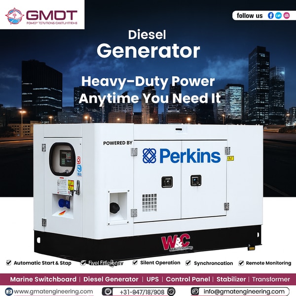 ⚡ Perkins Diesel Generator in Saudi Arabia | Smooth, Fuel-Efficient Power by GMDT EngineeringLooking for a Perkins DG Set in Saudi Arabia that delivers smooth, reliable, and fuel-efficient power for industries, projects, and commercial facilities?GMDT Engineering supplies export-grade, rugged Perkins generators trusted across Saudi—Riyadh, Jeddah, Dammam, Jubail, NEOM, Yanbu, Mecca, Medina, Tabuk & more.🔥 Why Perkins DG Sets Are Highly Preferred in Saudi Arabia💠 World-renowned UK-made Perkins engines💠 Excellent fuel economy = lower operating cost💠 Quiet, low-vibration & stable performance💠 Reliable in hot, dusty Gulf climate💠 Perfect for Prime + Standby power💠 Easy to integrate with AMF/ATS and synchronizing panels⚙️ Key Technical Highlights – Perkins DG Set🔋 Range: 10 kVA to 2500 kVA🛠️ Engine: Perkins turbocharged industrial series🌀 Alternator: Stamford / Leroy Somer🔌 Voltage: 400/415V, 50Hz❄️ Cooling: Heavy-duty radiator for Middle East temperatures📟 Controller: Deep Sea / SmartGen / ComAp🔒 Protections: Overload, short circuit, high temp, low oil pressure, emergency stop🧰 Available Configurations🔧 Open-type DG sets🔇 Acoustic silent canopies📦 Containerized export generators⚙️ Fully synchronized multi-DG solutions🛡️ Build & Performance Advantages💠 Low-noise and low-emission operation💠 Robust powder-coated enclosure💠 IP-rated for desert & industrial areas💠 Corrosion-resistant build for coastal cities🏭 Where Perkins Generators Are Used in Saudi Arabia🏭 Oil & Gas | Refineries | Petrochemical plants🏗️ Construction & mega infrastructure sites🏬 Hotels | Malls | Hypermarkets🏥 Hospitals & medical facilities⚡ Industrial factories & manufacturing units🖥️ Data centers & telecom facilities🚧 Remote camps & project sites🚢 Ports, warehouses & logistics hubs🚚 Why GMDT Engineering Is a Trusted Supplier in Saudi Arabia✔️ Fast export shipments to Jeddah / Dammam / Riyadh✔️ Custom-built Perkins DG sets for project specs✔️ Fully load-tested before dispatch✔️ Support for installation & commissioning✔️ Genuine Perkins spare parts & filters✔️ SCADA/IoT-ready power solutions✔️ Experienced engineering & service team📞 Contact GMDT Engineering for Perkins DG Sets in Saudi Arabia📧 Email: svs@gmdtengineering.com📱 Mobile: +91-9909939829