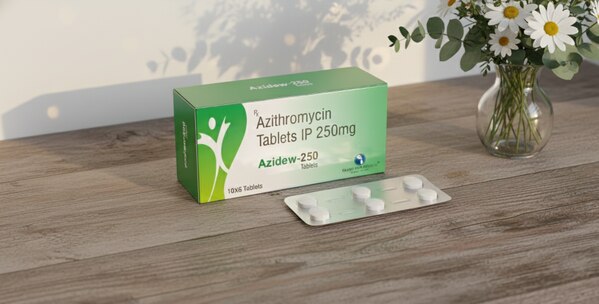 Azidew-250 Tablets are a high-quality antibacterial formulation containing Azithromycin 250 mg, a trusted macrolide antibiotic widely prescribed for a broad spectrum of bacterial infections. Developed with precision and manufactured under strict pharmaceutical standards, Azidew-250 ensures reliable effectiveness, rapid absorption, and sustained action inside the body. This makes it an excellent choice for patients who require a potent yet well-tolerated antibiotic.Azithromycin, the active ingredient, works by inhibiting bacterial protein synthesis, which stops harmful bacteria from growing and multiplying. Because of its unique pharmacokinetic properties, Azithromycin stays in the tissues for a long duration, allowing shorter treatment courses compared to many other antibiotics. This leads to better patient compliance, quicker recovery, and fewer missed doses. Azidew-250 is known for its broad-spectrum coverage, making it effective against respiratory infections, ENT infections, certain skin conditions, and uncomplicated sexually transmitted infections.The tablet is formulated to be gentle on the stomach and easy to swallow, providing convenience and comfort to patients of all age groups. The medication begins working quickly, offering noticeable improvement in symptoms such as fever, sore throat, body pain, cough, and infection-related discomfort. With its proven safety profile and decades of trusted global use, Azithromycin continues to be one of the most preferred antibiotics by healthcare professionals worldwide.Azidew-250 comes in a secure and attractive packaging that ensures product stability, protection from moisture, and long-term quality retention. Each batch is tested for purity, potency, and safety, ensuring that every tablet meets the highest standards of pharmaceutical excellence.