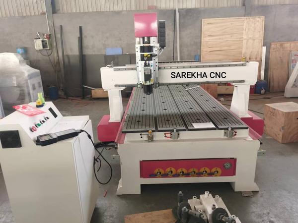 Vacumm bed with 9kW ATC spindle CNC Router machine | Sarekha CNCare a leading Vacuum Bed CNC Router Machine with 9kW ATC Spindle Manufacturer in India, offering high-performance CNC routing solutions for precision panel processing and heavy-duty industrial applications. Our CNC router is equipped with a powerful 9kW Automatic Tool Changer (ATC) spindle and a high-efficiency vacuum table, ensuring fast production, strong workpiece holding, and superior machining accuracy.This machine is ideal for high-speed cutting, engraving, routing, drilling, and milling of wood, MDF, plywood, particle board, acrylic, PVC, aluminum composite panels (ACP), and other sheet materials.