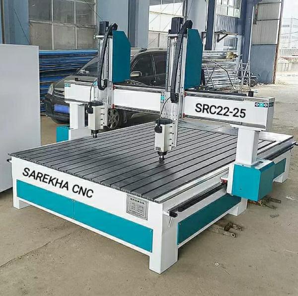Double head CNC Router machine In Coimbatore | Sarekha CNC Sarekha CNC  are a leading Double Head CNC Router Machine Manufacturer in India, offering high-performance CNC routing solutions designed for high-speed and high-volume production. Our double head CNC router machine is equipped with two spindles working simultaneously, which significantly increases productivity and reduces machining time.This machine is ideal for cutting, engraving, routing, drilling, and carving of wood, MDF, plywood, acrylic, PVC, WPC, and aluminum composite panels (ACP).