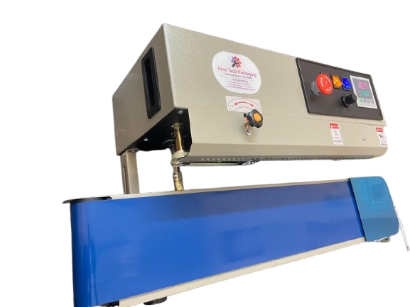 First Tech Packaging, Indore, we have an exclusive range of Best-Quality at Low-Cost MS-Horizontal Continuous Band Sealer Machine up to 3 Kg Load Capacity for Pouch Packaging. 