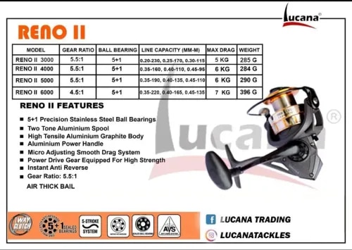 LUCANA RENO ll 6000 SPINNING REEL  product image