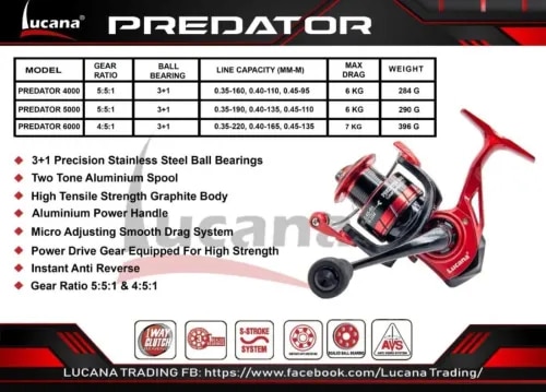 LUCANA 6000 PREDATOR SPINNING REEL  product image