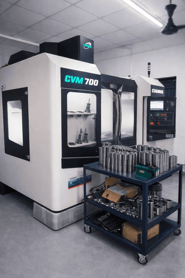 To meet increasing customer demands and improve productivity, we have commissioned a COSMOS CVM-700 Vertical Machining Center at our facility. This state-of-the-art VMC enhances our capability to manufacture complex and high-precision components with superior surface finish and tighter tolerances.Key Advantages:High precision and repeatabilityFaster cycle times and improved productivitySuitable for ferrous and non-ferrous materialsIdeal for automotive, construction equipment, and industrial components