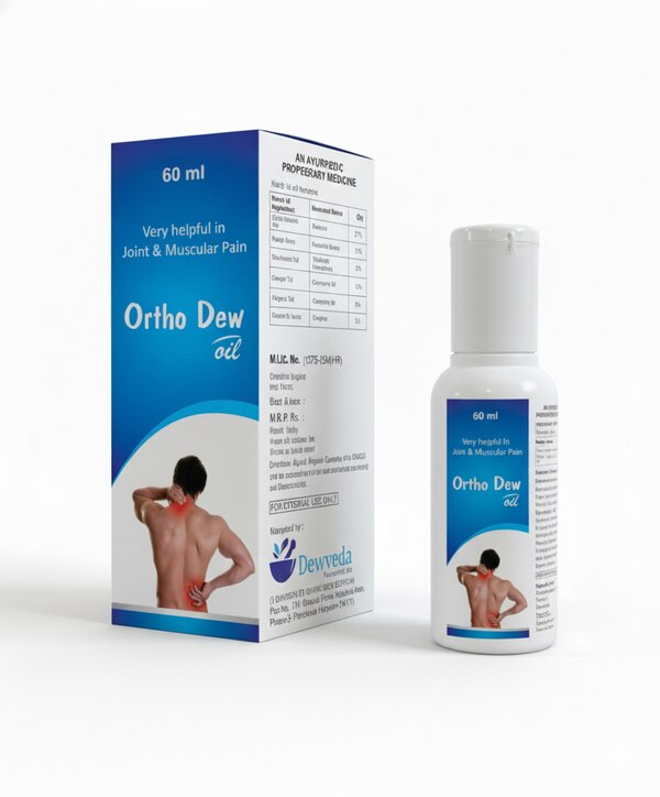 Ortho Dew Oil is a carefully formulated Ayurvedic proprietary medicine developed to provide effective relief from joint pain, muscular pain, inflammation, and stiffness. Based on classical Ayurvedic principles, this oil combines time-tested herbal ingredients known for their soothing, anti-inflammatory, and pain-relieving properties.The formulation includes traditional oils such as Maha Narayan Tail, Guggul Satva, Gandapura Tail, Nilgiri Tail, Tarpin Tail, and Kapoor Satva, which work synergistically to relax muscles, improve circulation in the affected area, and reduce discomfort associated with conditions like osteoarthritis, sprains, and general body aches.Ortho Dew Oil absorbs quickly into the skin without leaving a greasy residue and provides a warming sensation that helps ease soreness and fatigue. Regular use may help improve joint flexibility and mobility, making it suitable for people experiencing daily physical strain, age-related joint issues, or muscle stiffness.