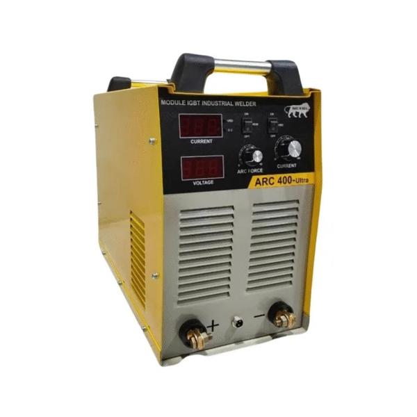 🔧 Key FeaturesHigh Output Current: Provides up to 400 Amps, making it suitable for heavy-duty welding tasks.Three-Phase Power Compatibility: Operates on 415V 3-phase input, ensuring stable and efficient performance.IGBT Inverter Technology: Delivers superior arc stability, energy efficiency, and reduced power consumption.Digital Display & Controls: Allows precise adjustment of welding parameters for optimal results.VRD (Voltage Reduction Device): Enhances operator safety by lowering open-circuit voltage when idle.Adjustable Arc Force & Hot Start: Improves arc ignition and stability, especially with challenging electrodes.Heavy-Duty Build: Rugged metal housing with enhanced cooling for continuous operation.