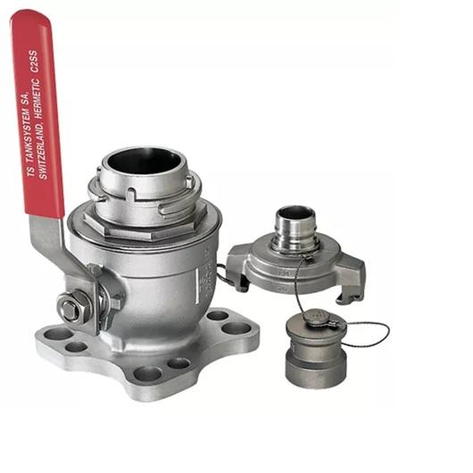 HERMetic Compact valves C2-SS-WSame valve as HERMetic Compact valve C2-SS-BL except the cover, whichis fitted with a 1 inch quick-connect nipple identical to the one supplied onthe smaller C1-SS-W Compact valve. This nipple matches with all HERMeticunits and accessories with 1 inch connection. The complete cover can beremoved for connection of equipment with 2 inch connector.*Option: Special handle for pad lock.Weight: 5,1 kgMaterials: Stainless steel AISI 316, PTFE seats