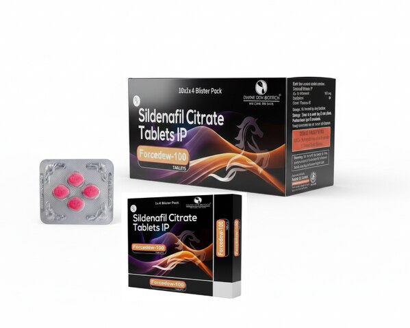 Forcedew-100 Tablets contain Sildenafil Citrate IP, a pharmaceutical ingredient belonging to the class of medications known as phosphodiesterase type-5 (PDE-5) inhibitors. Sildenafil Citrate is widely studied and prescribed by licensed medical professionals for specific approved therapeutic indications, depending on clinical evaluation.Forcedew-100 is formulated as an oral tablet and is supplied in blister packaging, which helps protect the tablets from moisture, light, and external contamination. The product is manufactured in compliance with established pharmaceutical quality standards to ensure uniformity, safety, and stability throughout its shelf life.Sildenafil Citrate works by selectively inhibiting the PDE-5 enzyme, which plays a role in regulating blood flow in certain tissues. By supporting the natural physiological process involved in vascular relaxation, it helps improve circulation under appropriate medical conditions. The medication does not act as a stimulant and requires normal physiological response mechanisms to be effective.Each tablet of Forcedew-100 contains 100 mg of Sildenafil Citrate IP as the active ingredient, along with approved excipients that aid in tablet formation, absorption, and stability. The formulation is designed for oral administration as advised by a qualified healthcare provider.The product is intended strictly for prescription use and should only be taken under medical supervision. Prior to prescribing, healthcare professionals assess patient history, existing medical conditions, and potential interactions with other medications. Forcedew-100 is not suitable for everyone, and its use without proper medical guidance may lead to adverse effects.Storage conditions typically include keeping the tablets in a cool, dry place, away from direct sunlight and out of reach of children. The blister pack should remain intact until use to maintain product integrity.
