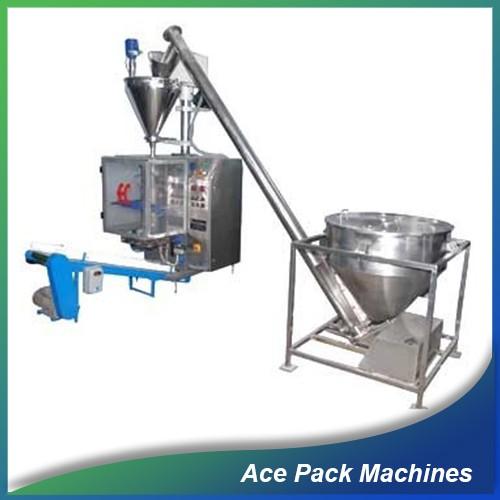 Collar Type Augar Filling FFS Machine with Screw Feeder & Pocket delivery conveyor | Acepack Machine Coimbatore