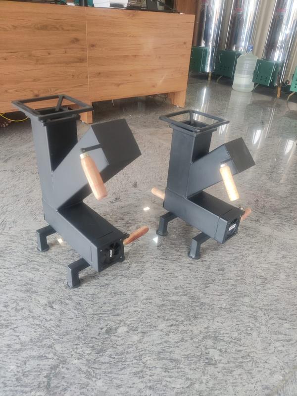 Rocket Stove -Small
Dimension:
Size = 4“x4”
Vessel Holder = 7“ x 7”
Height = 



Weight:
Thickness

•	Colour – Black Matt Finish
•	Easily portable
•	Detachable speed adjustable fan, ash tray and fire grate provide with wooden handle
•	Relevant size grills are available for extra cost
•	Suitable for home and travelling.
