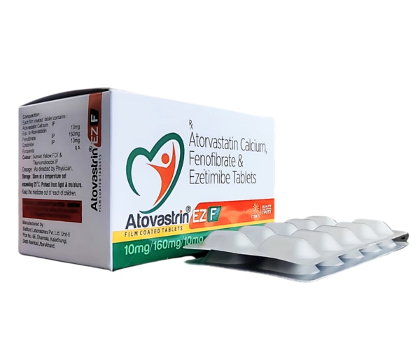 Atrovastatin Calcium 10mg, Fenofibrate 160mg, Ezetimibe IP 10mg