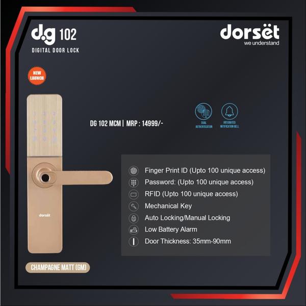ACCESS MODES 1. Fingerprint ID (Up to 100 unique access)2. RFID Card (Up to 100 unique access)3. Pin4. Mechanical KeySmart Features: Universal Handed Operation, Anti-Theft Password, Drained Battery Quick FixAlarms: Low Battery Alarm, Fire Detection Alarm, Intrusion AlarmLocking Mode: Manual / Auto Locking Mode, Privacy Locking Mode