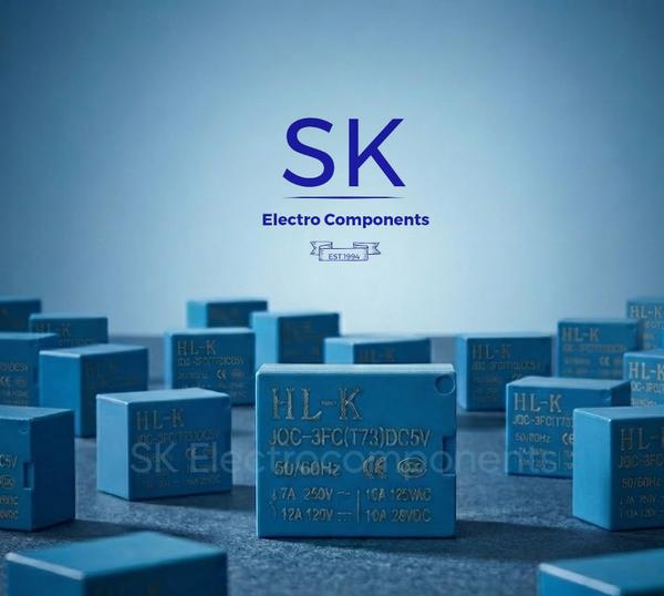 Manufacturer: Marked HLType: 5V DC Electromagnetic Relay (SPDT - Single Pole Double Throw).Package Style: “Sugar Cube” (T73 form factor) PCB Mount.This is a very common relay used in electronics to control high-voltage/high-current devices (like lights, fans, or motors) using a low-voltage signal (like 5V from an Arduino or microcontroller).Coil Voltage	5V DC (Nominal)Coil Power	Approx. 0.36W - 0.45WCoil Resistance	~70Ω to 80Ω (Typical)Contact Configuration	SPDT (1 Form C) — Has Common (COM), Normally Open (NO), and Normally Closed (NC)Max Switching Voltage	250V AC / 30V DCMax Switching Current	7A / 10A (Depending on voltage, see below)Operate Time	≤ 10 msRelease Time	≤ 5 msElectrical Life	> 100,000 Operations