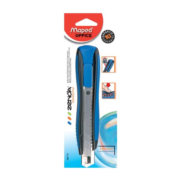 Maped Zenoa 18mm Cutter
Clapone utility knife is equipped with an 18mm wide razor-sharp blade that ensures smooth, effortless, and precise cutting. Whether you’re working with cartons, cardboard, foam boards, packaging, or thick boxes, the strong blade glides through materials with ease. Designed for both professional and everyday use, it delivers clean cuts every time, reducing effort and saving valuable time.