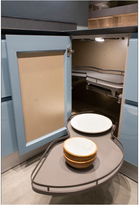 This corner solution Lemans from kessebohmer is the best in class which brings the extreme out of reach stuff right in front of you.