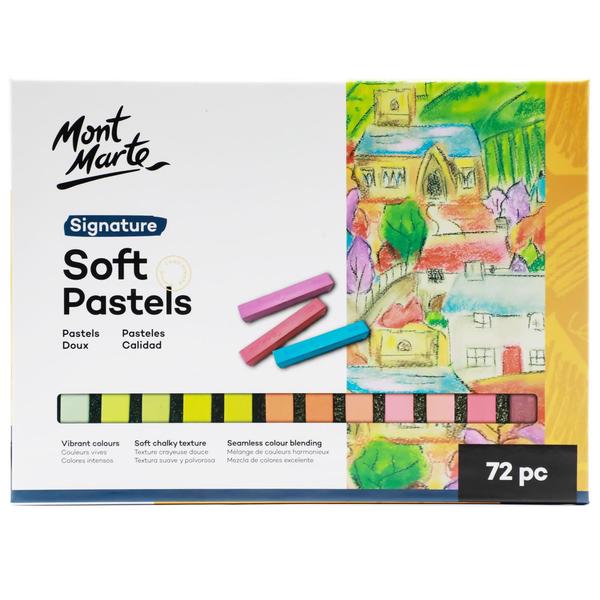 Mont Marte Soft Pastels Signature 72pc, Set of 72 Assorted Colored Pastel SticksVibrant and Blendable, Ideal for Art, Craft, Drawing, Sketchingbout this itemIncludes 72 vibrant assorted colorsSoft, powdery texture for seamless application and color blendingPastels can shade large areas and create fine linesSuitable for use with pastel pencils and charcoalGreat gift set