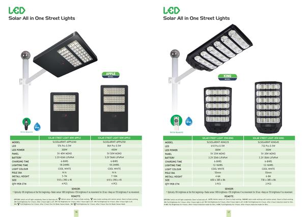 1. Solar PanelConverts sunlight into electricityUsually mono- or polycrystallineMounted on top of the poleLifespan: 20–25 years2. LED Light FixtureHigh-efficiency LED lampsPower range: 15W to 120W (or more)Brightness: 2,000 – 15,000 lumensLifespan: 50,000+ hours3. BatteryStores energy for night useTypes: Lithium-ion / LiFePO₄ / Lead-acidBackup: 1–3 nights (depending on design)Lifespan: 5–8 years (LiFePO₄)4. Charge ControllerControls charging and dischargingProtects battery from overcharge & deep dischargeOften includes dusk-to-dawn automatic ON/OFF5. Pole & Mounting StructureHeight: 5m to 12m (typical)Hot-dip galvanized steel for corrosion resistance6. Optional FeaturesMotion sensor (auto dim/brighten)Remote monitoring (IoT)Timer-based lighting modes⚙️ Working PrincipleDaytime: Solar panel charges the batteryNight: Battery powers the LED light automaticallyNo external electricity required✅ Benefits of Solar Street Lights🌱 Environmental BenefitsUses renewable energyZero carbon emissionsReduces dependence on fossil fuels💰 Economic BenefitsNo electricity billsLow maintenance costNo underground cabling requiredLong-term cost savings🔌 Energy IndependenceWorks during power cutsIdeal for remote & rural areasNo grid connection needed🛠️ Easy Installation & MaintenanceSimple and fast installationMinimal wiringFewer maintenance requirements🚦 Safety & ReliabilityImproves road and pedestrian safetyReliable lighting even during grid failureAutomatic operation (no manual switching)📍 Wide ApplicationsRoads & highwaysVillages & rural areasParking lotsCampuses & parksIndustrial areas⭐ SummarySolar street lights are cost-effective, eco-friendly, and reliable lighting solutions suitable for both urban and rural areas. They reduce energy costs, ensure uninterrupted lighting, and contribute to sustainable development.If you want, I can also provide:A comparison with conventional street lightsTypical specifications tableCost estimateProject design example