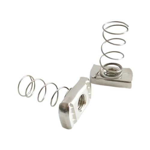 The SS Spring Nut Is A Precision Fastening Component Used In Solar Mounting Rail Systems To Securely Fix MID Clamps, END Clamps, And Other Mounting Accessories Without Drilling. Its Spring - Loaded Design Allows Quick Positioning Inside The Rail Channel, Ensuring Strong Grip, Proper Alignment, And Vibration Resistance. Manufactured From High - Quality Stainless Steel (SS), The Spring Nut Offers Excellent Corrosion Resistance, Strength, And Long Service Life, Making It Ideal For Outdoor Rooftop And Ground - Mounted Solar Installations. It Simplifies Installation, Reduces Labor Time, And Enhances Overall Structural Safety. SS Spring Nuts Are Widely Used In Residential, Commercial, And Industrial Solar Projects For Professional And Reliable Mounting Solutions.