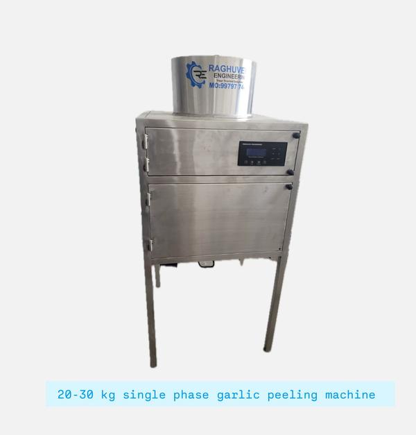 Garlic Peeling Plant ManufacturersWe are also supply in Andhra Pradesh, Arunachal Pradesh, Assam, Bihar, Chhattisgarh, Goa, Gujarat, Haryana, Himachal Pradesh, Jharkhand, Karnataka, Kerala, Madhya Pradesh, Maharashtra, Manipur, Meghalaya, Mizoram, Nagaland, Odisha, Punjab, Rajasthan, Sikkim, Tamil Nadu, Telangana, Tripura, Uttar Pradesh, Uttarakhand, and West BengalCapacity(Kg/Hr)	50 kg/hrType	Dry TypeProduct To Be Peeled	GarlicAutomation Grade	AutomaticUsage/Application	CommercialMaterial	Stainless SteelElectricity Phase	Three PhaseCountry of Origin	Made in IndiaI Deal In	New and Second HandMinimum order quantity: 100 PieceWelcome to RAGHUVEER ENGINEERING - Your Trusted Partner for Garlic Peeling Solutions!  Looking for the perfect garlic peeling machine for your processing needs? You've come to the right place! At RAGHUVEER ENGINEERING, we specialize in designing, manufacturing, and delivering high-quality garlic peeling machines that streamline your production process and enhance efficiency.  Product Features: Cutting-edge technology for precise and efficient peeling Stainless steel construction for durability and hygiene User-friendly interface for easy operation Customizable options to suit your specific requirements Compact design for space-saving installation  Our Range of Machines: 10kg to 30kg/hr : Ideal for small-scale operations or restaurant kitchens. 50kg to 100kg/hr : Perfect for medium-sized production facilities. 150 to 1000kg/hr : Designed for large-scale industrial processing.  Why Choose [Manufacturer Name]? Over 19 years of experience in the industry. Dedicated customer support team to assist you every step of the way. Global shipping options available for worldwide delivery. Comprehensive warranty coverage for peace of mind.  Contact Us Today! Ready to revolutionize your garlic peeling process? Contact us today to learn more about our products and how they can benefit your business. Don't settle for anything less than the best – choose RAGHUVEER ENGINEERING for all your garlic peeling needs!