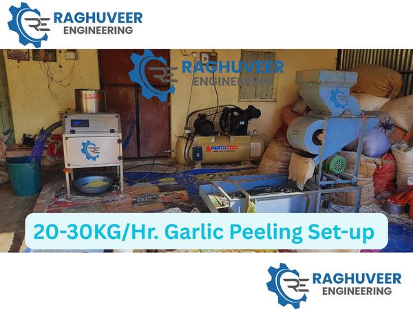 Home Based Garlic Peeling Machine ManufacturersWe are also supply in Andhra Pradesh, Arunachal Pradesh, Assam, Bihar, Chhattisgarh, Goa, Gujarat, Haryana, Himachal Pradesh, Jharkhand, Karnataka, Kerala, Madhya Pradesh, Maharashtra, Manipur, Meghalaya, Mizoram, Nagaland, Odisha, Punjab, Rajasthan, Sikkim, Tamil Nadu, Telangana, Tripura, Uttar Pradesh, Uttarakhand, and West BengalCapacity	15 kg/hrType	Dry TypeAutomation Grade	ManualUsage/Application	DomesticMaterial	Stainless SteelElectricity Phase	Single PhaseBrand	RAGHUVEER ENGINEERINGWelcome to RAGHUVEER ENGINEERING - Your Trusted Partner for Garlic Peeling Solutions! Looking for the perfect garlic peeling machine for your processing needs? You've come to the right place! At RAGHUVEER ENGINEERING, we specialize in designing, manufacturing, and delivering high-quality garlic peeling machines that streamline your production process and enhance efficiency. Product Features: Cutting-edge technology for precise and efficient peeling Stainless steel construction for durability and hygiene User-friendly interface for easy operation Customizable options to suit your specific requirements Compact design for space-saving installation Our Range of Machines: 10kg to 30kg/hr : Ideal for small-scale operations or restaurant kitchens. 50kg to 100kg/hr : Perfect for medium-sized production facilities. 150 to 1000kg/hr : Designed for large-scale industrial processing. Why Choose [Manufacturer Name]? Over 19 years of experience in the industry. Dedicated customer support team to assist you every step of the way. Global shipping options available for worldwide delivery. Comprehensive warranty coverage for peace of mind. Contact Us Today! Ready to revolutionize your garlic peeling process? Contact us today to learn more about our products and how they can benefit your business. Don't settle for anything less than the best choose RAGHUVEER ENGINEERING for all your garlic peeling needs