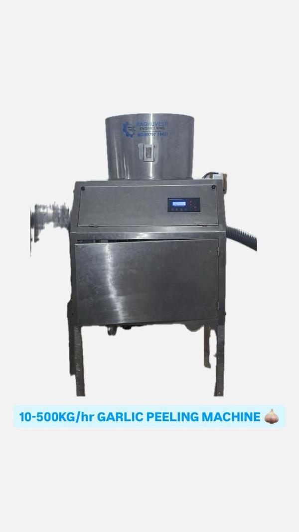 Dry Pneumatic Garlic Peeling Machine ManufacturersWe are also supply in Andhra Pradesh, Arunachal Pradesh, Assam, Bihar, Chhattisgarh, Goa, Gujarat, Haryana, Himachal Pradesh, Jharkhand, Karnataka, Kerala, Madhya Pradesh, Maharashtra, Manipur, Meghalaya, Mizoram, Nagaland, Odisha, Punjab, Rajasthan, Sikkim, Tamil Nadu, Telangana, Tripura, Uttar Pradesh, Uttarakhand, and West BengalCapacity	150 kg/hrType	Dry TypeProduct To Be Peeled	GarlicAutomation Grade	AutomaticUsage/Application	IndustrialMaterial	Stainless SteelElectricity Phase	Three PhaseVoltage	380 VBrand	Raghuveer EngineeringFrequency	50 HzMinimum order quantity: 150 PieceWelcome to RAGHUVEER ENGINEERING - Your Trusted Partner for Garlic Peeling Solutions!  Looking for the perfect garlic peeling machine for your processing needs? You've come to the right place! At RAGHUVEER ENGINEERING, we specialize in designing, manufacturing, and delivering high-quality garlic peeling machines that streamline your production process and enhance efficiency.  Product Features: Cutting-edge technology for precise and efficient peeling Stainless steel construction for durability and hygiene User-friendly interface for easy operation Customizable options to suit your specific requirements Compact design for space-saving installation  Our Range of Machines: 10kg to 30kg/hr : Ideal for small-scale operations or restaurant kitchens. 50kg to 100kg/hr : Perfect for medium-sized production facilities. 150 to 1000kg/hr : Designed for large-scale industrial processing.  Why Choose [Manufacturer Name]? Over 19 years of experience in the industry. Dedicated customer support team to assist you every step of the way. Global shipping options available for worldwide delivery. Comprehensive warranty coverage for peace of mind.  Contact Us Today! Ready to revolutionize your garlic peeling process? Contact us today to learn more about our products and how they can benefit your business. Don't settle for anything less than the best – choose RAGHUVEER ENGINEERING for all your garlic peeling needs