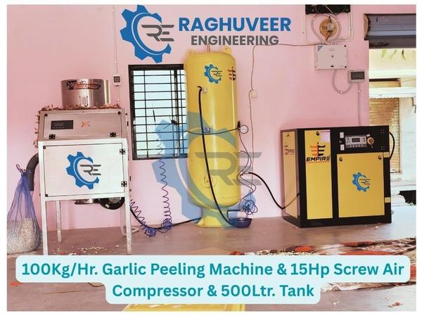 Garlic Peeler Trick ManufacturersWe are also supply in Andhra Pradesh, Arunachal Pradesh, Assam, Bihar, Chhattisgarh, Goa, Gujarat, Haryana, Himachal Pradesh, Jharkhand, Karnataka, Kerala, Madhya Pradesh, Maharashtra, Manipur, Meghalaya, Mizoram, Nagaland, Odisha, Punjab, Rajasthan, Sikkim, Tamil Nadu, Telangana, Tripura, Uttar Pradesh, Uttarakhand, and West BengalCapacity	100 kg/hrCapacity(Kg/Hr)	100 kg/hrType	Dry TypeProduct To Be Peeled	GarlicAutomation Grade	AutomaticUsage/Application	IndustrialMaterial	Stainless SteelElectricity Phase	Three PhaseWeight	100 kgVoltage	440vBrand	RAGHUVEERWarranty	1 YEARCountry of Origin	Made in IndiaI Deal In	New and Second HandWelcome to RAGHUVEER ENGINEERING - Your Trusted Partner for Garlic Peeling Solutions!  Looking for the perfect garlic peeling machine for your processing needs? You've come to the right place! At RAGHUVEER ENGINEERING, we specialize in designing, manufacturing, and delivering high-quality garlic peeling machines that streamline your production process and enhance efficiency.  Product Features: Cutting-edge technology for precise and efficient peeling Stainless steel construction for durability and hygiene User-friendly interface for easy operation Customizable options to suit your specific requirements Compact design for space-saving installation  Our Range of Machines: 10kg to 30kg/hr : Ideal for small-scale operations or restaurant kitchens. 50kg to 100kg/hr : Perfect for medium-sized production facilities. 150 to 1000kg/hr : Designed for large-scale industrial processing.  Why Choose [Manufacturer Name]? Over 19 years of experience in the industry. Dedicated customer support team to assist you every step of the way. Global shipping options available for worldwide delivery. Comprehensive warranty coverage for peace of mind.  Contact Us Today! Ready to revolutionize your garlic peeling process? Contact us today to learn more about our products and how they can benefit your business. Don't settle for anything less than the best – choose RAGHUVEER ENGINEERINGAdditional Information:Production Capacity: 100kg/hr