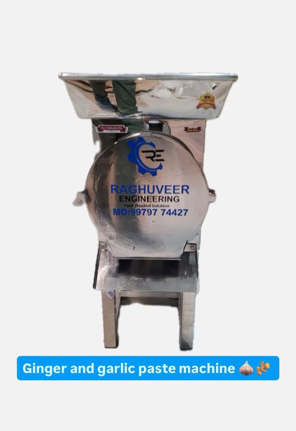 Ginger Paste Making Machine ManufacturersWe are also supply in Andhra Pradesh, Arunachal Pradesh, Assam, Bihar, Chhattisgarh, Goa, Gujarat, Haryana, Himachal Pradesh, Jharkhand, Karnataka, Kerala, Madhya Pradesh, Maharashtra, Manipur, Meghalaya, Mizoram, Nagaland, Odisha, Punjab, Rajasthan, Sikkim, Tamil Nadu, Telangana, Tripura, Uttar Pradesh, Uttarakhand, and West BengalCapacity	100 kg/hrAutomation Grade	AutomaticAlso Suitable for	GingerUsage/Application	IndustrialBrand	Raghuveer EngineeringCountry of Origin	Made in IndiaPower Source	ElectricFrequency	50 HzVoltage	380 VMaterial	Stainless SteelWe are successfully meeting the varied requirements of our clients by providing the best quality range of Garlic Paste Machine.
