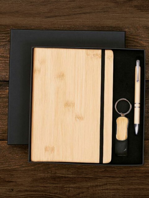 Add a touch of elegance and sustainability to your corporate gifting with our Wooden Look Executive Gift Combo from Nishant Enterprises. Designed for professionals who appreciate style and sophistication, this premium set blends a natural aesthetic with everyday utility—ideal for corporate events, employee kits, and client appreciation.Combo Includes:📔 Wooden Look Executive Diary – Premium diary with a stylish wooden-finish cover, perfect for meetings, planning, and note-taking🖊️ Wooden Pen – Smooth-writing pen with a classy wooden body for a refined executive feel🔑 Wooden Keychain – Elegant and durable keychain that complements the set’s natural themeKey Features:Premium wooden-look finish for a unique and eco-inspired appealIdeal for corporate gifting, promotions & festive hampersCustom branding available (logo engraving/printing)Elegant gift packaging for a professional presentationSuitable for bulk orders