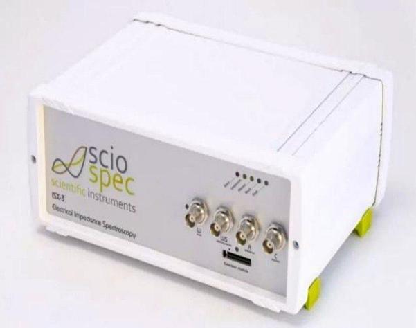 Sciospec ISX-3 Mini Impedance AnalyzerDemanding measurements but no room for large and bulky lab equipment? Impedance Spectroscopy out in the field? With the ISX-3 Mini Impedance Analyzer, Sciospec offers a fully equipped impedance analyzer fitting in the palm of your hand.In standard configuration the ISX-3mini is equipped with Sciospec’s IF frontend. Within the measurement range from 100 mHz to 10 MHz (extendable to 40 or 100 MHz) it covers a dynamic range of 300dB (mOhm…TOhm) with a base precision of 0.01%. The two multiplexed 4-electrode MCX measurement ports greatly simplify comparative measurements of two sensors or devices under test.