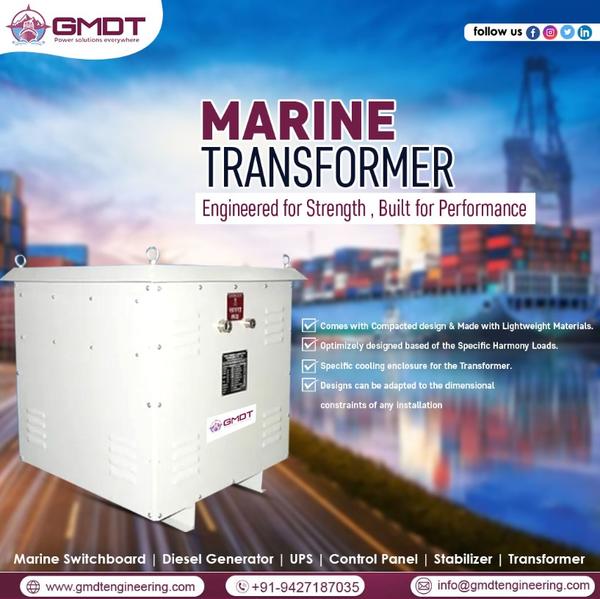 ⚓ Marine Transformer Manufacturer in Oman🔌 Reliable Power Solutions for Marine & Offshore ApplicationsAs a trusted Marine Transformer Manufacturer in Oman, we specialize in designing and manufacturing high-performance marine transformers that deliver safe, stable, and efficient power in the most demanding sea environments. Our transformers are engineered to withstand salt air, humidity, vibration, and extreme operating conditions, making them ideal for ships, ports, and offshore platforms across Oman and the Middle East.🚢 Built for Harsh Marine ConditionsOur marine transformers are manufactured using marine-grade insulation, corrosion-resistant enclosures, and advanced cooling systems, ensuring long service life and minimal maintenance—even in challenging offshore conditions.⚙️ Our Marine Transformer Range🔹 Isolation Transformers🔹 Step-Up & Step-Down Marine Transformers🔹 Shore Power Transformers🔹 Dry Type & Oil-Filled Marine Transformers🔹 Custom-Built Marine Power TransformersEach unit is customized to vessel requirements, voltage standards, and classification norms.🌍 Applications Across Marine Industries🛳️ Commercial & Cargo Vessels⚓ Offshore Oil & Gas Platforms🚢 Naval & Defense Ships🏗️ Ports & Harbors🛥️ Yachts & Passenger ShipsOur marine transformers ensure smooth power distribution and protection for sensitive onboard equipment.🛡️ Compliance & Quality Assurance✔️ IEC & International Marine Standards✔️ Class-Approved Designs (ABS / DNV / BV – on request)✔️ Strict Quality Testing & Inspection✔️ Long-Term Operational SafetyWe follow globally recognized standards to ensure maximum reliability and compliance.Why Choose Us in Oman?⭐ Proven expertise in marine electrical systems⭐ Custom-engineered solutions⭐ High efficiency & low losses⭐ Robust construction for long life⭐ On-time delivery & technical supportWe proudly support Oman’s marine, shipping, and offshore infrastructure with dependable power solutions.🌊 Powering Marine Excellence in OmanIf you’re looking for a reliable Marine Transformer Manufacturer in Oman, our solutions are designed to deliver performance, safety, and durability at sea. From new shipbuilding to retrofit projects, we provide transformers you can trust—where power matters most.📞 Contact GMDT Engineering – Marine Transformer Manufacturer in Oman 📧 Email: bde@gmdtengineering.com 📱 Mobile: +91-798 494 1273