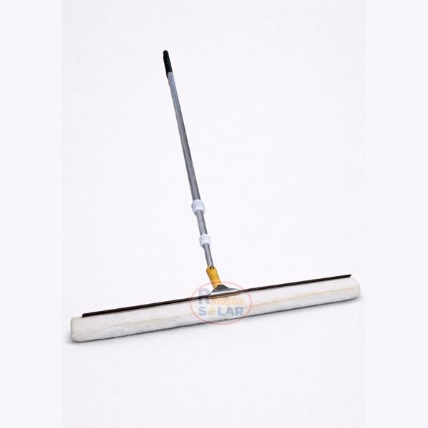 A Solar Cleaning Wiper With Metalic Pole is a tool designed specifically for cleaning solar panels, typically using a combination of a wiper blade and a sturdy metal pole for reaching higher panels without the need for ladders. The pole typically features a comfortable handle or grip for ease of use and control while cleaning. The wiper blade is usually made of materials that are safe for use on solar panel glass, ensuring it does not scratch or damage the surface. They are sturdy and long-lasting, providing a reliable cleaning tool for regular maintenance of solar installations. Solar Cleaning Wiper With Metalic Pole is a practical and efficient tool for maintaining the cleanliness and performance of solar panels.